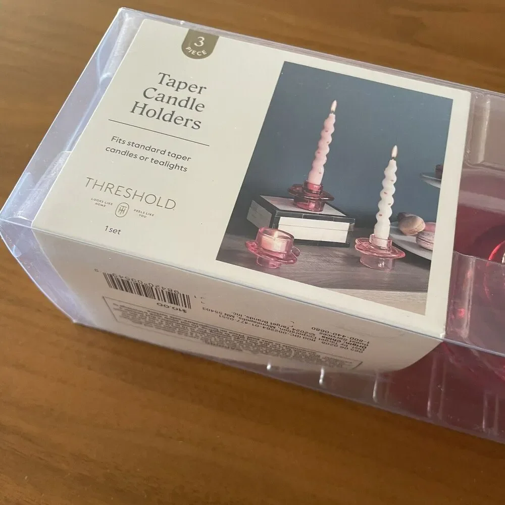 3pk Glass Heart Candle Holders